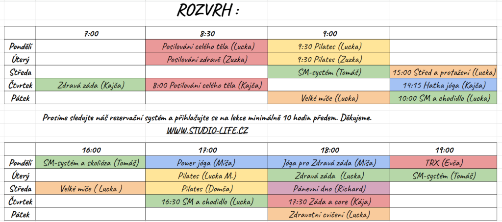 rozvrhlekcí